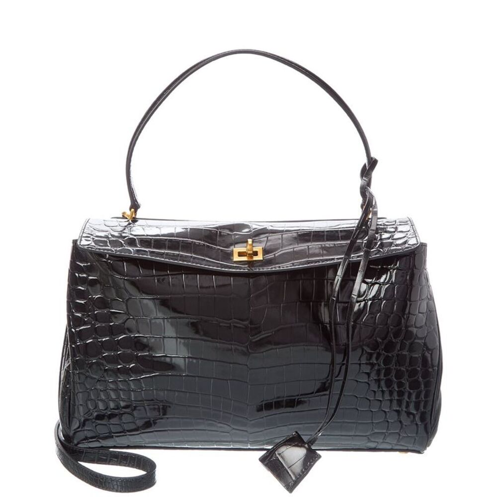 Tiffany & Fred Paris Large Smooth Leather Tote, Black